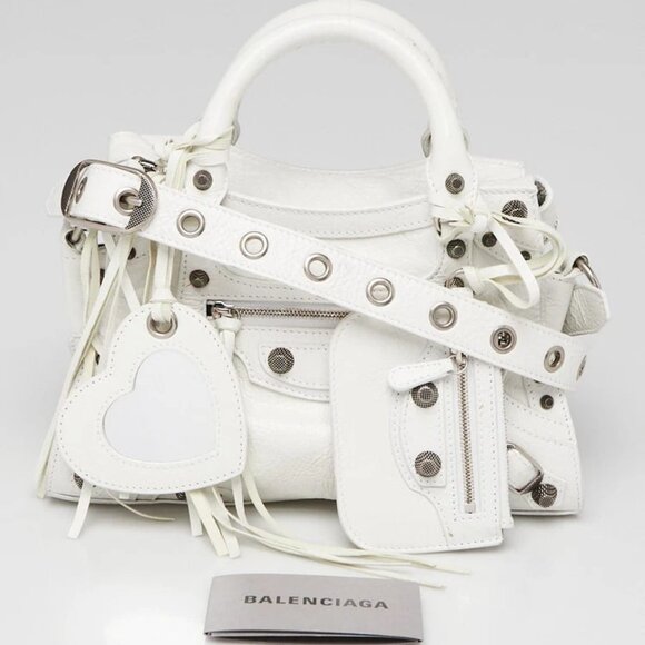 Balenciaga White Leather Neo Cagole XS Crossbody Bag - Picture 8 of 12